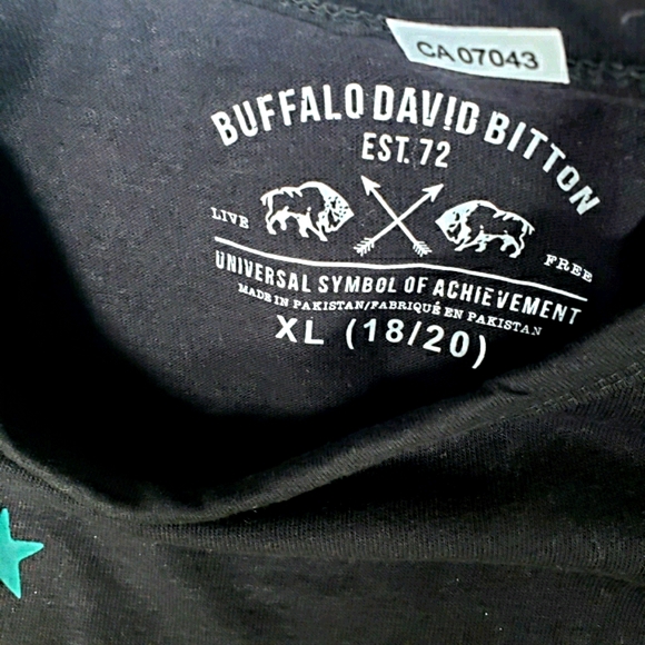 Buffalo David Button Boys Black T-Shirt XL 18/20 - Picture 3 of 4